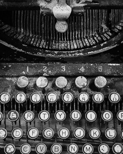 Typewriter Ink Note Gratitude in the Key of Ink – BB Grey–musings